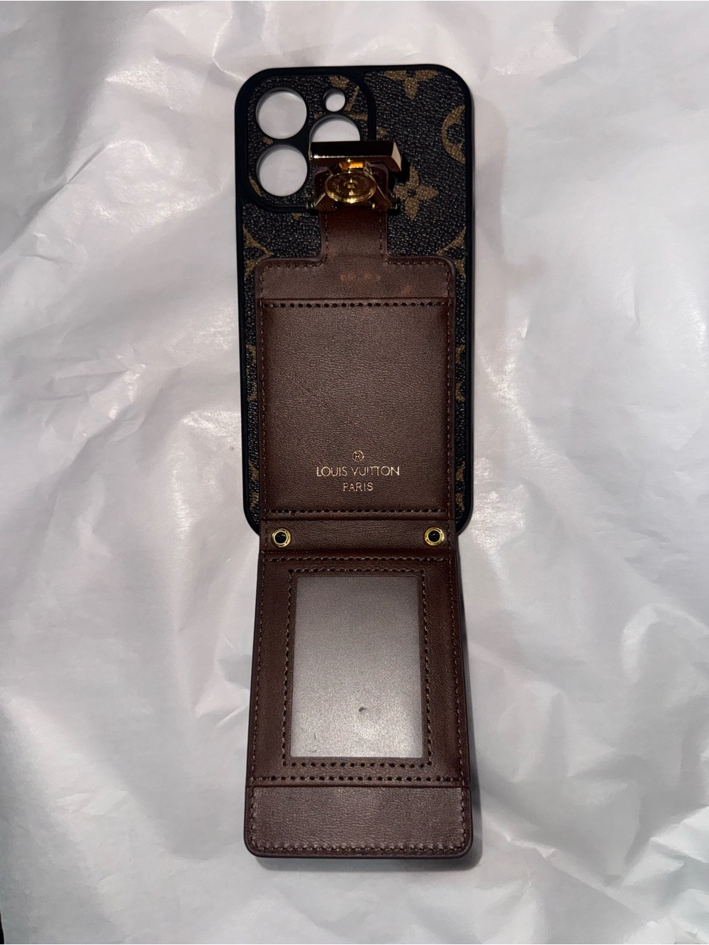 New Luxury Brown Monogram iPhone 15 ProMax Case with Card Pocket - Picture 3 of 5